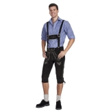 Herren Trachten Lederhose Kniebundhose mit Trägern aus Rindvelourleder E200SW54 - 1